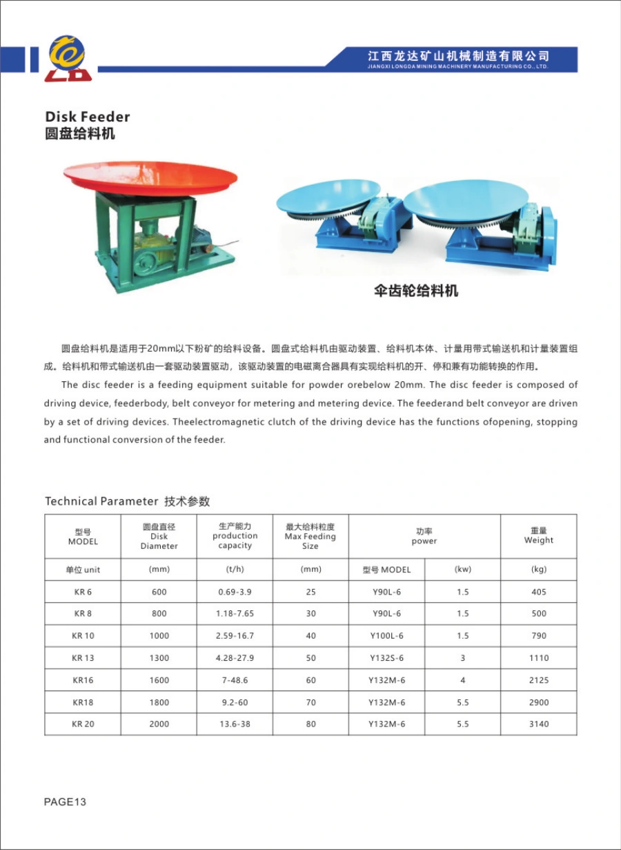 Catalogue Longda: Disk Feeder, hình thiết bị và bảng thông số gốc